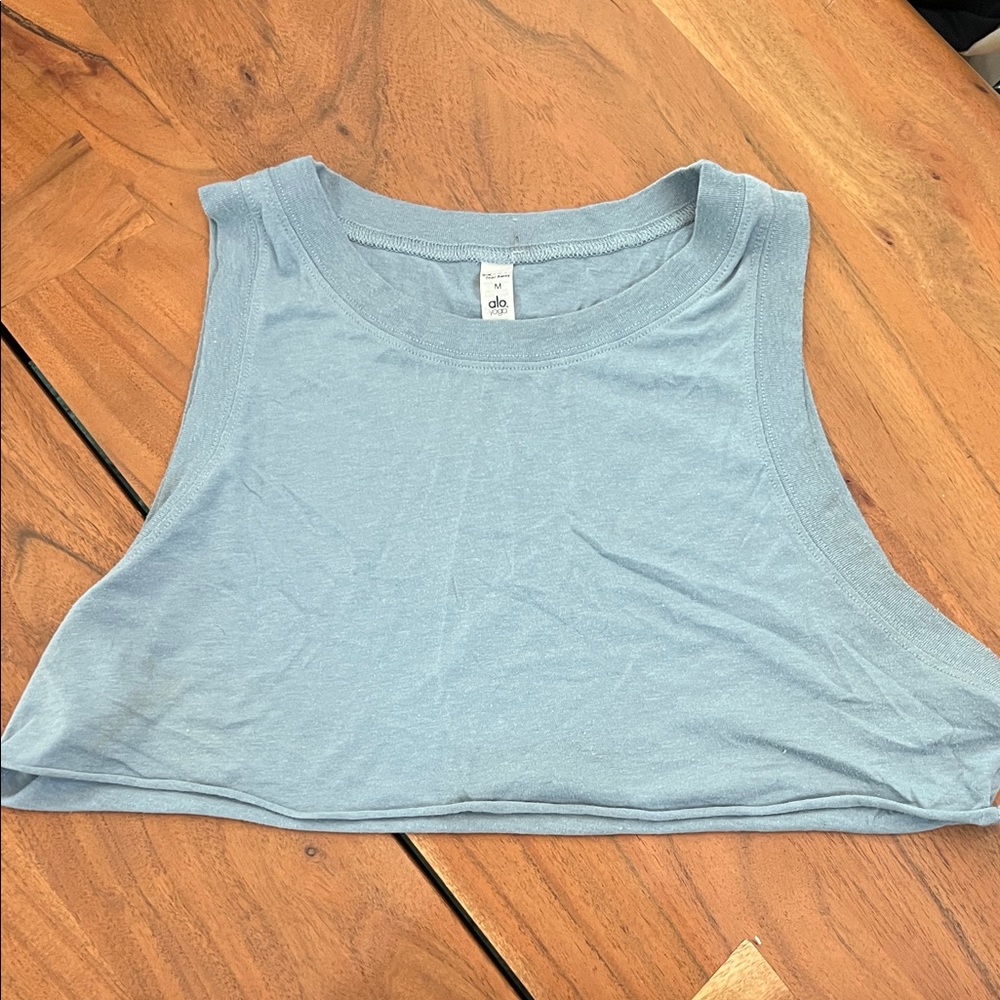 ALO Yoga Light Blue Cropped Tank Top